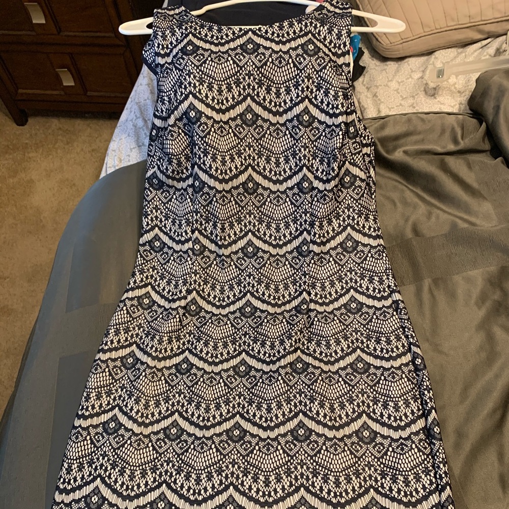Blue and white dress